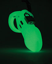 CB-6000 3 1/4" Cock Cage &amp; Lock Set - Glow in the Dark