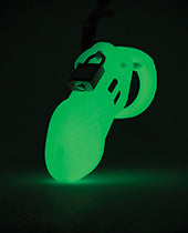 CB-6000 3 1/4" Cock Cage &amp; Lock Set - Glow in the Dark