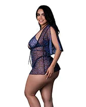 Hazy Dayz Butterfly Blacklight Reactive Halter Top w/Thong &amp; Dress 3 pc Set - Black Multi QN