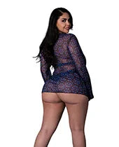 Hazy Dayz Butterfly Blacklight Reflective Tie Front Top &amp; Thong 2 pc Set - Black Multi QN
