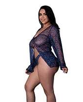 Hazy Dayz Butterfly Blacklight Reflective Tie Front Top &amp; Thong 2 pc Set - Black Multi QN
