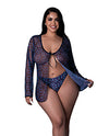 Hazy Dayz Butterfly Blacklight Reflective Tie Front Top &amp; Thong 2 pc Set - Black Multi QN