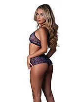 Hazy Dayz Butterfly Blacklight Reflective Halter Top &amp; Short 2 pc Set - Black Multi L/XL