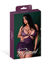 Leather &amp; Lace Stretch Mesh and Lace Chemise w/Thong 2 pc Set - Plum 2X