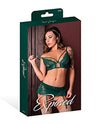 Evermore Bralette w/Skirt Garter &amp; Thong 3 pc Set - Emerald S/M