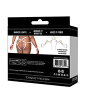 Satin Ribbon w/Elastic Harness &amp; Cuffs Set - White/Gold QN