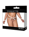 Satin Ribbon w/Elastic Harness &amp; Cuffs Set - White/Gold QN