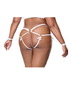 Satin Ribbon w/Elastic Harness &amp; Cuffs Set - White/Gold QN