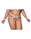 Satin Ribbon w/Elastic Harness &amp; Cuffs Set - White/Gold QN