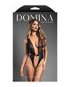 Domina Plunge Front Sheer Mesh &amp; Vegan Leather Teddy w/Lock &amp; Key - Black L/XL