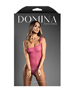 Domina One-Shoulder Sheer Mesh Teddy w/Rope Cuffs - Pink L/XL