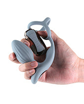 Renegade Pinnacle Cock Ring &amp; Gyrating Prostate Massager - Gray