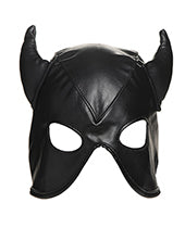 Master Series Dungeon Demon Bondage Hood w/Horns - Black