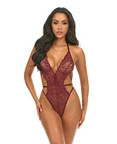 Lina Lace Halter Teddy - Zinfandel L/XL