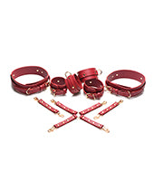 Master Series Crimson Captive Thigh, Wrist, Ankle Hog Tie Restraints - Red