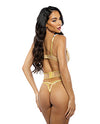 Gilded Beauty Metallic Shimmer Mesh Teddy w/Rhinestone Accents - Gold SM