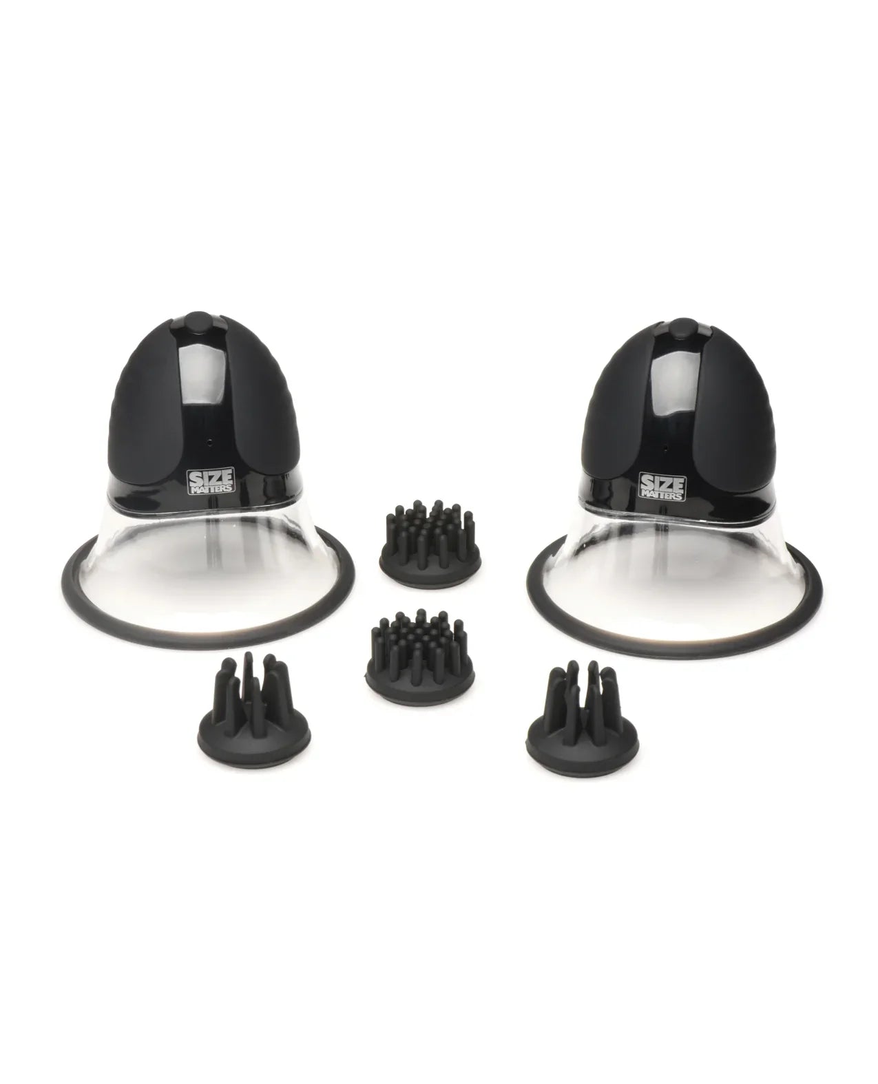 Size Matters 10X Rotating Silicone Nipple Suckers w/4 Attachments - Black