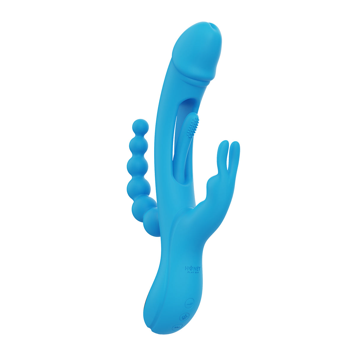 Honey Play Box Trilux Kinky Finger Rabbit Vibrator with Anal Beads Blue