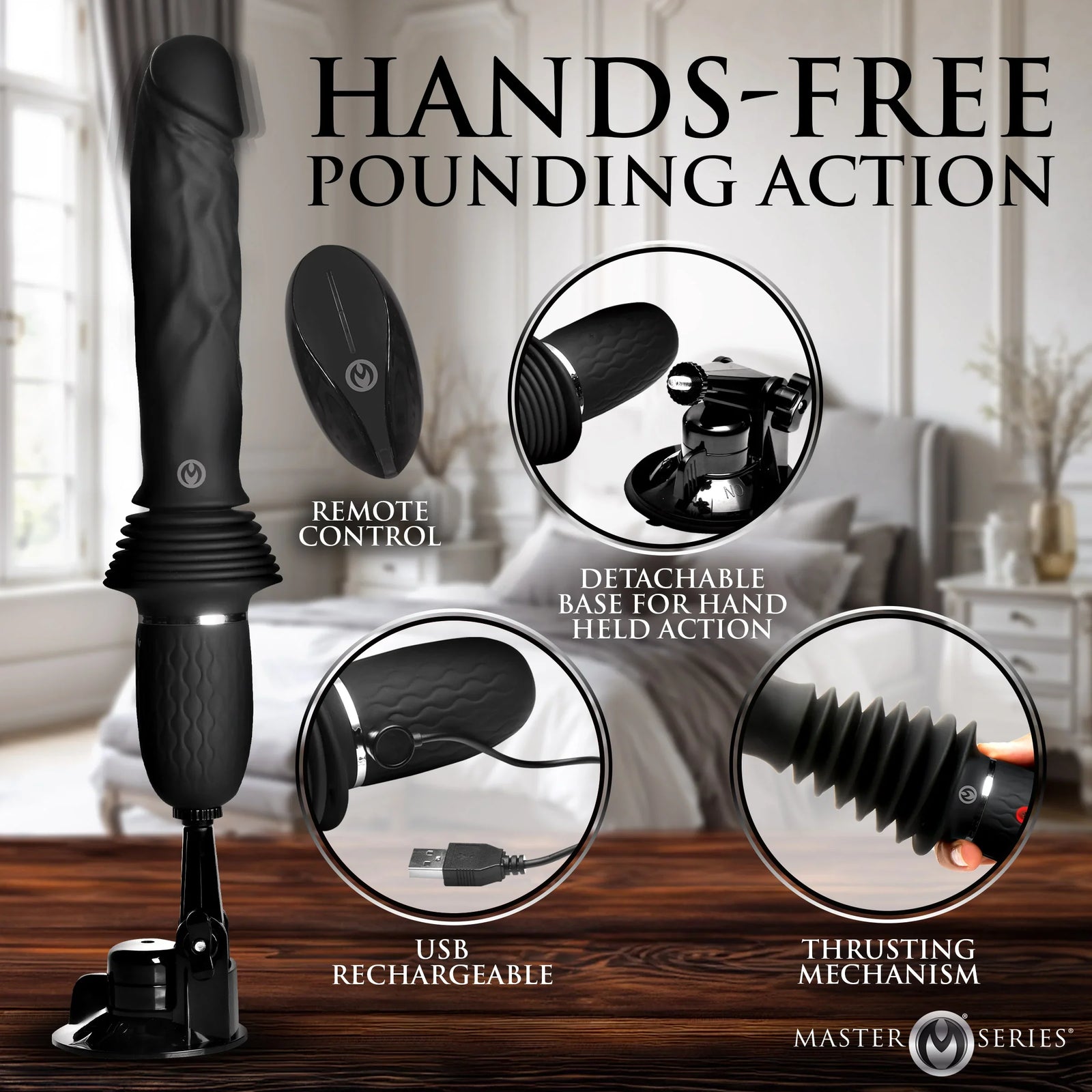 Ultimate Power Pounder Vibrating & Thrusting Silicone Dildo w/ Remote