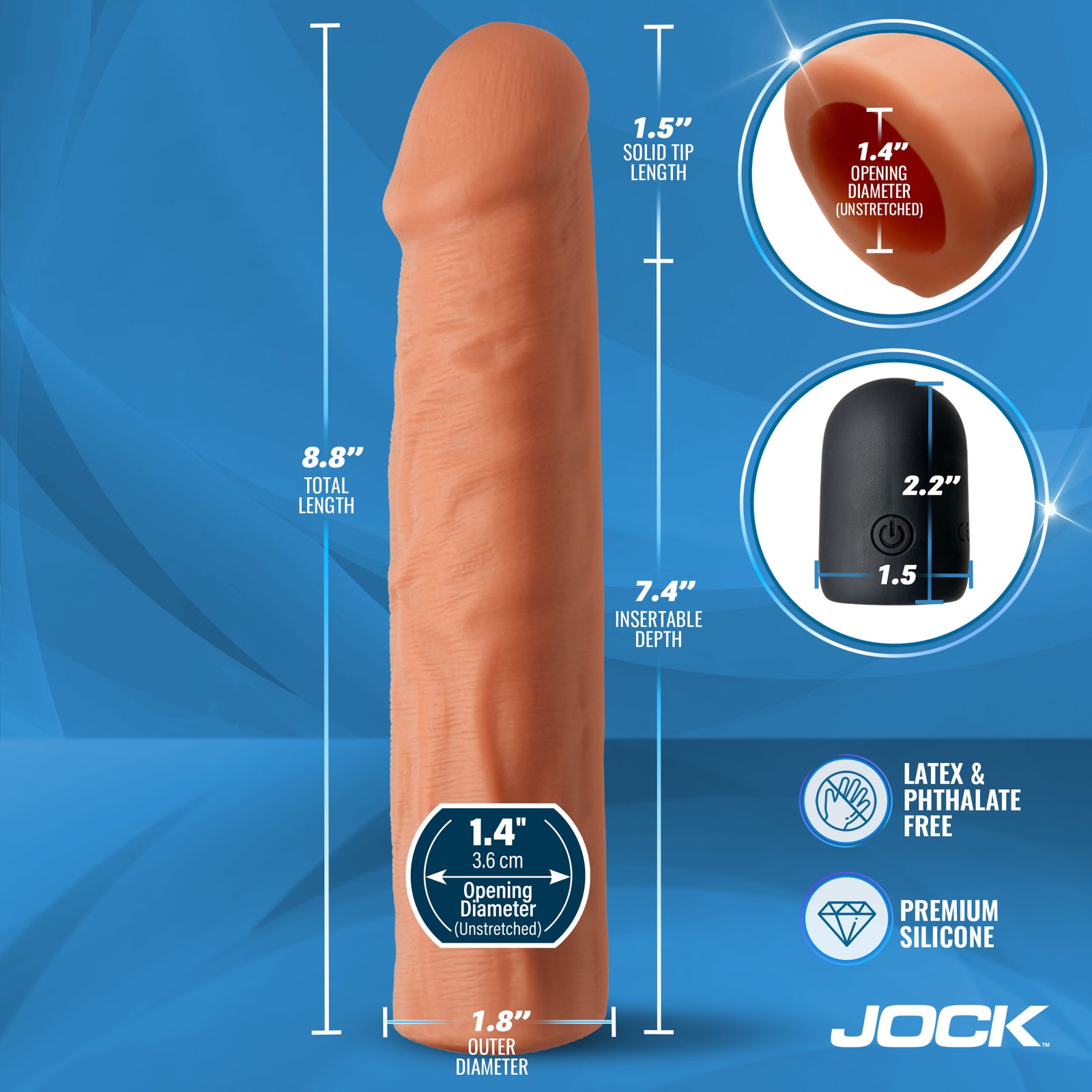 Enhancers Vibrating Penis Extension w/ Remote - Light