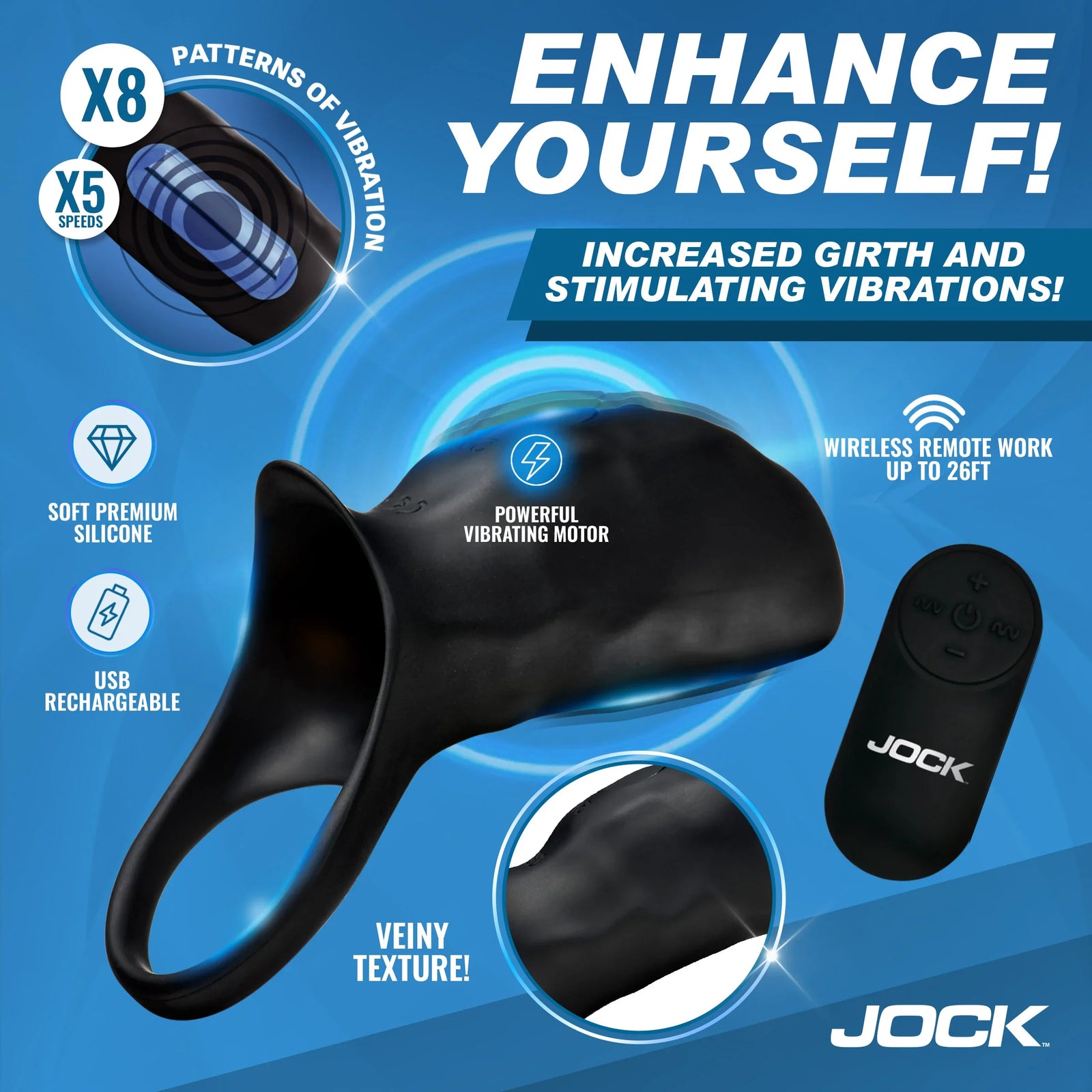 Surge Vibrating Penis Sleeve C-Ring w/ Remote