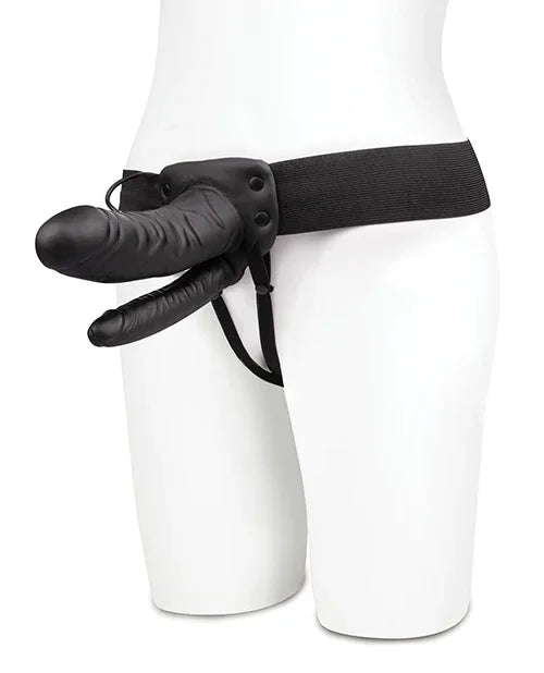 Lux Fetish Unisex Vibrating Hollow Double Penetration Strap On Dildo
