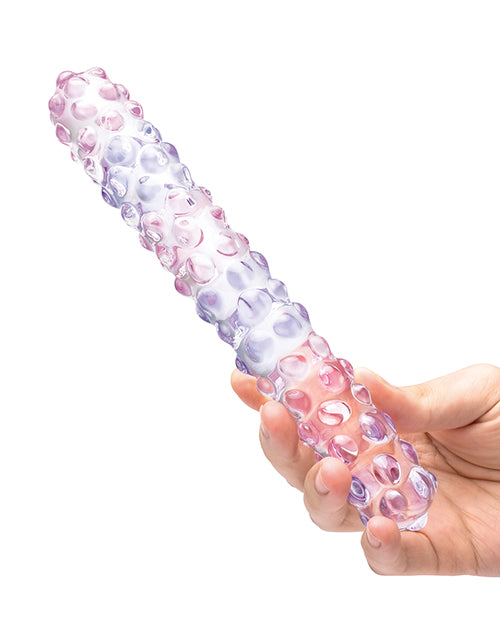 Glas 9; Purple Rose Nubby Glass Dildo - Purple/Pink
