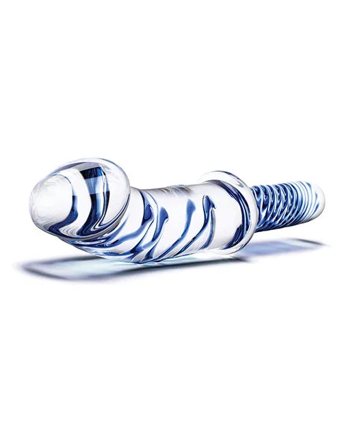 Glas 11; Realistic Double Ended Glass Dildo w/Handle - Blue