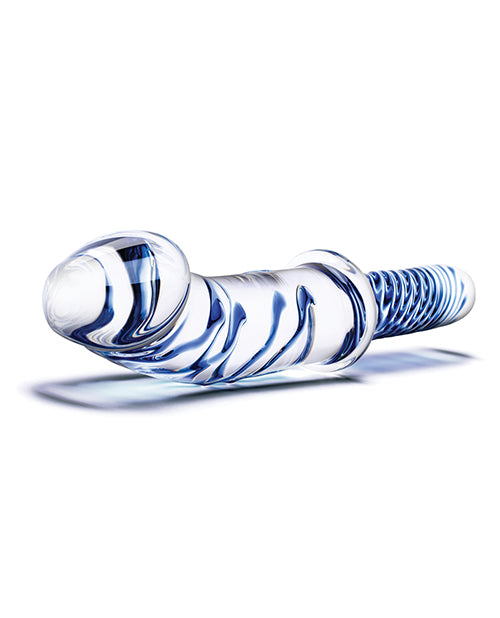 Glas 11; Realistic Double Ended Glass Dildo w/Handle - Blue