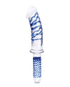 Glas 11; Realistic Double Ended Glass Dildo w/Handle - Blue