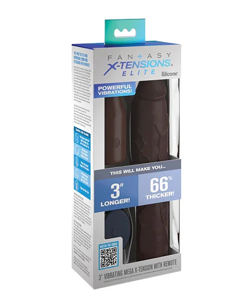 Fantasy X-tensions Elite Sleeve Vibrating 3 Inch Plug w/Remote - Brown