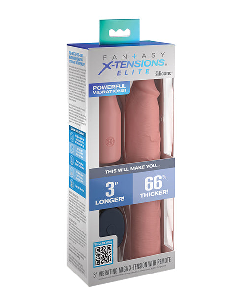 Fantasy X-tensions Elite Sleeve Vibrating 3 Inch Plug w/Remote - Light