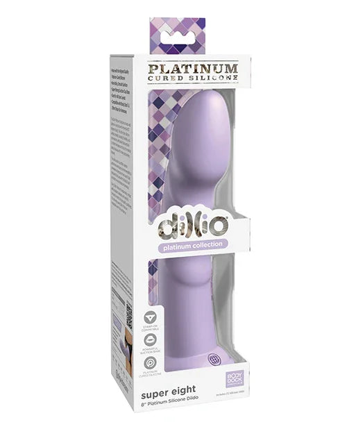 Dillio Platinum 8; Super Eight Silicone Dildo - Purple