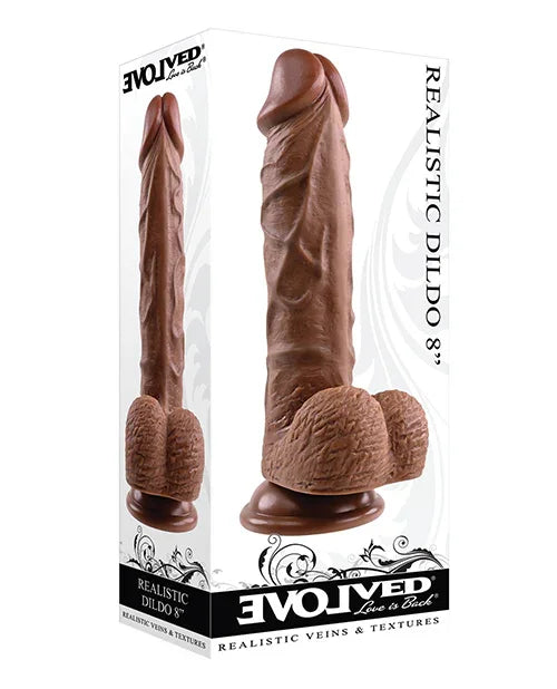 Evolved 8 Realistic Dildo w/Balls - Dark