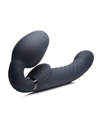 Strap U 10x Swirl Ergo-Fit Inflatable & Vibrating Strapless Strap On - Black