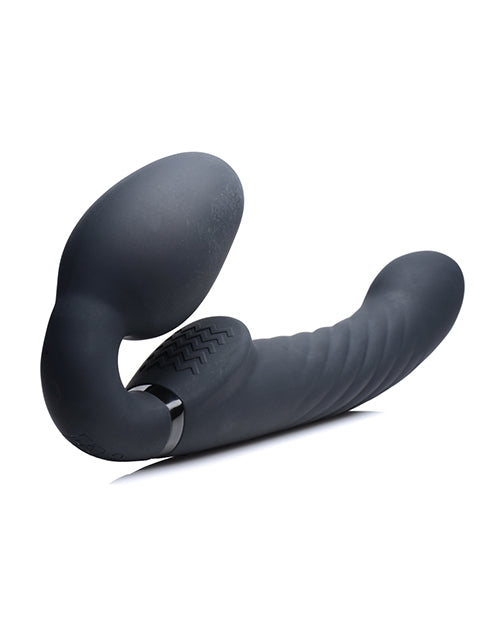 Strap U 10x Swirl Ergo-Fit Inflatable & Vibrating Strapless Strap On - Black