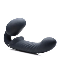 Strap U 10x Swirl Ergo-Fit Inflatable & Vibrating Strapless Strap On - Black
