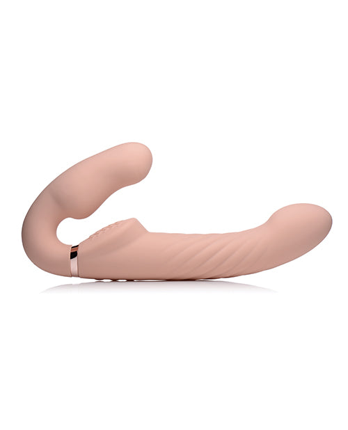 Strap U 10x Swirl Ergo-Fit Inflatable & Vibrating Strapless Strap On - Ivory